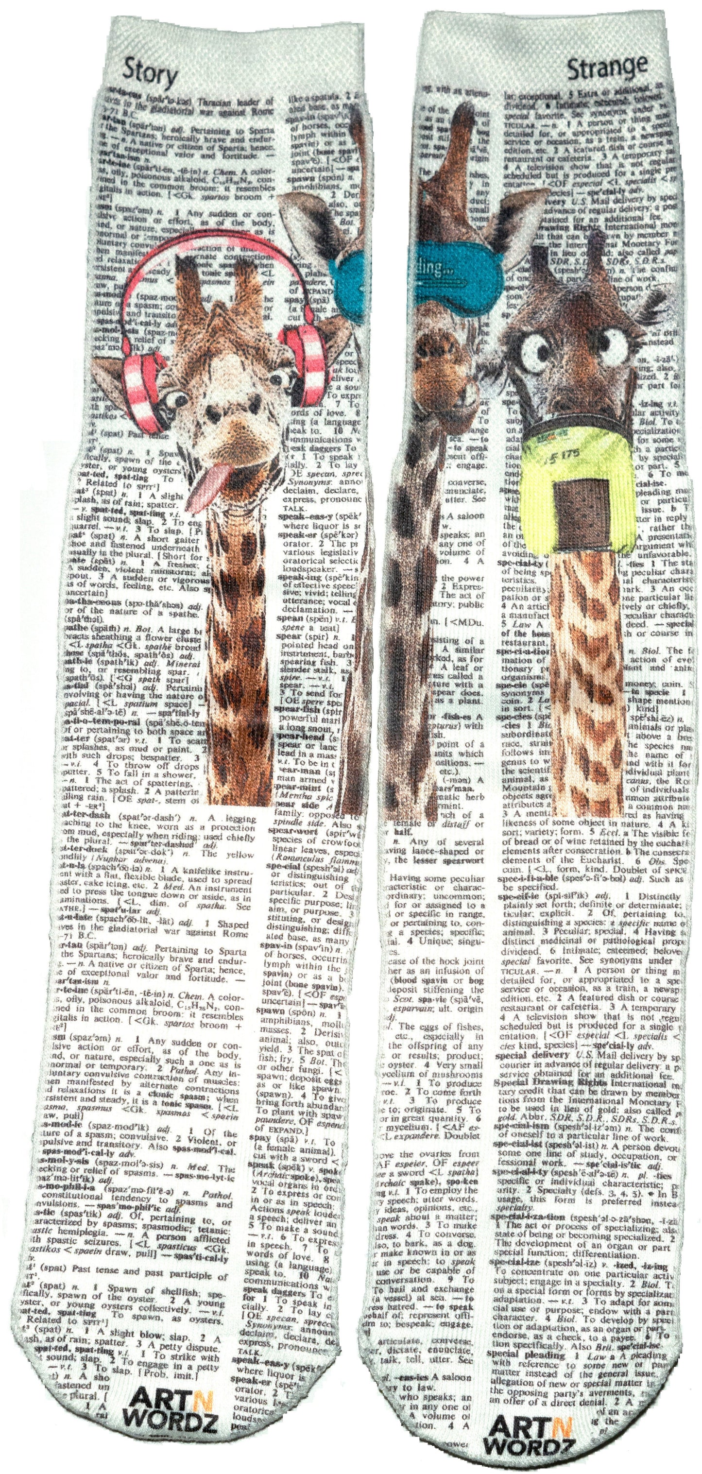 Wearable Metaphor Giraffes Unisex Dictionary Art Socks