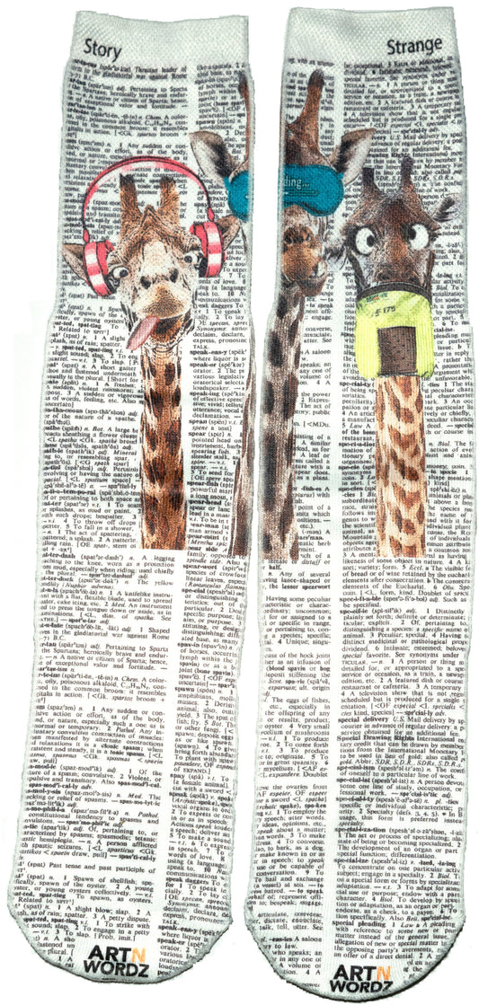 Wearable Metaphor Giraffes Unisex Dictionary Art Socks
